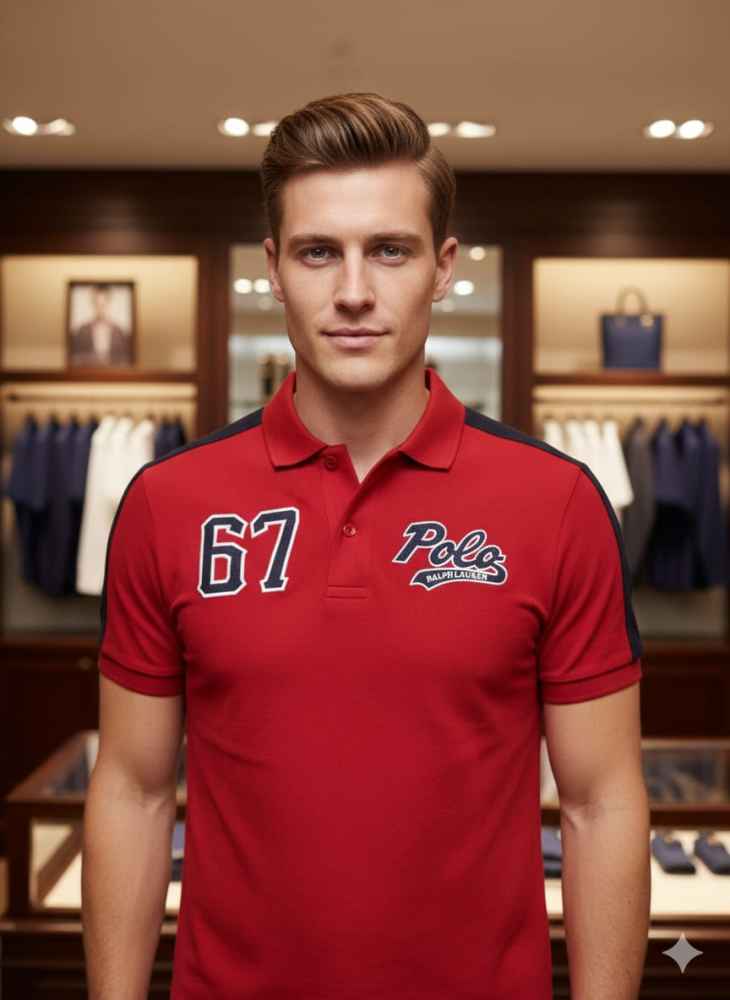 Ralph Lauren Red Premium Collar T-shirt-thumb-1
