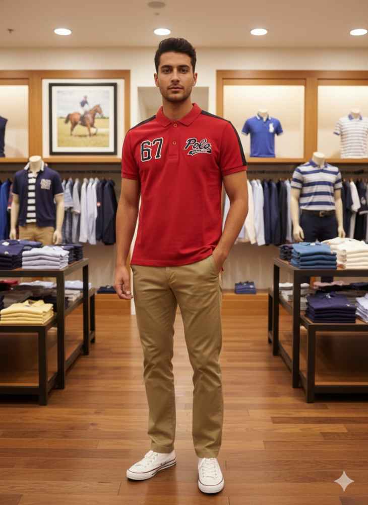 Ralph Lauren Red Premium Collar T-shirt-thumb-0