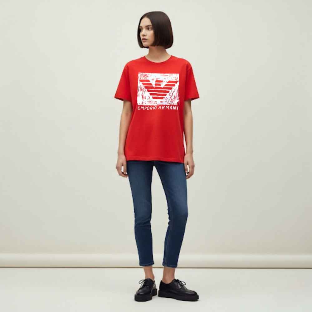 Emporio Armani Red Premium Quality Women T-shirt-thumb-0