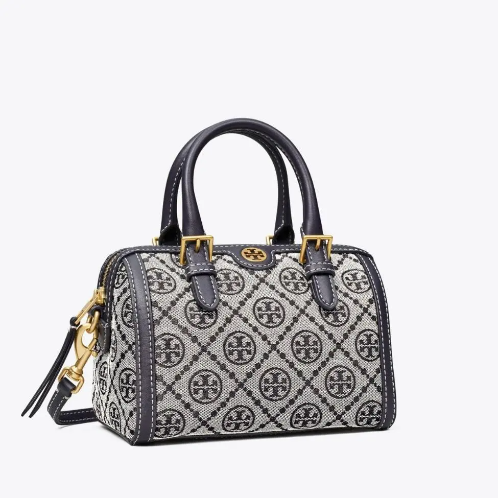 Tory Burch T Monogram Jacquard Black Barrel Petite Bag-1