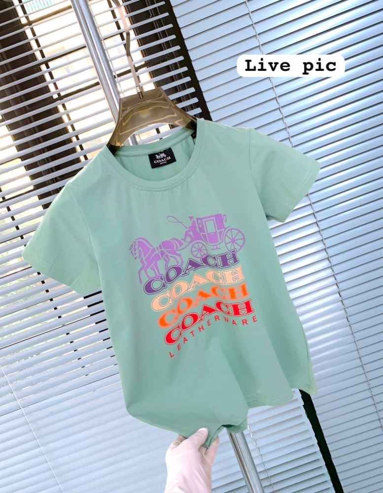 Coach Sky Blue Premium Quality Women T-shirt-3