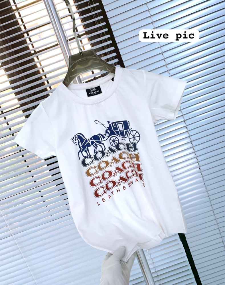 Coach White Premium Quality Women T-shirt-1