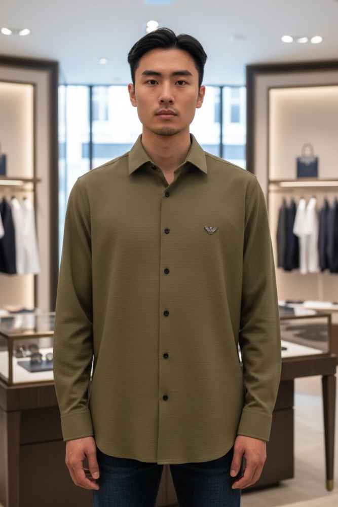 Emporio Armani Olive Green Premium Quality Shirt-thumb-0