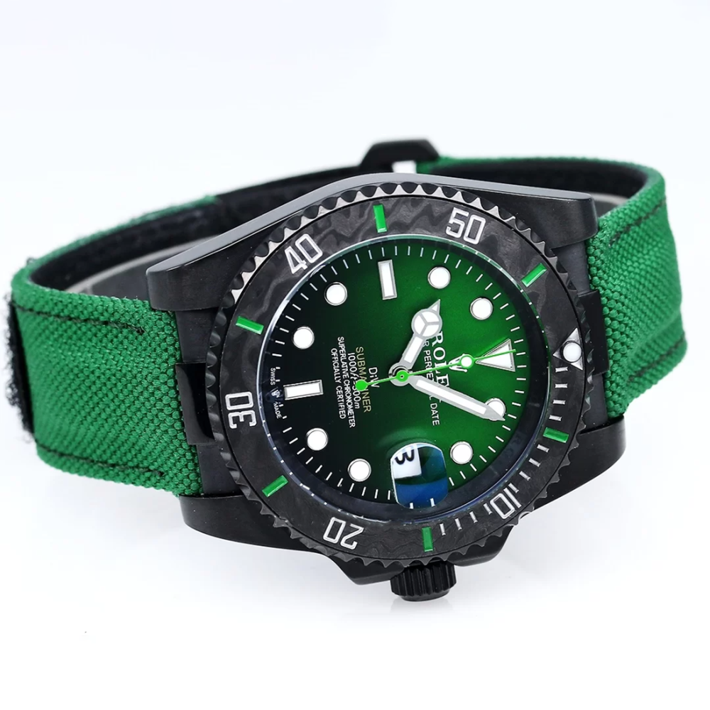 Rolex DiW Submariner "Parakeet" Green Strap Watch 116610-1
