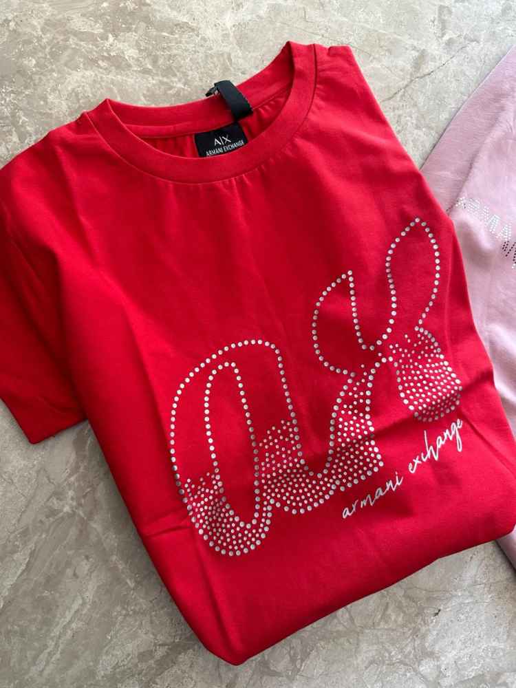 Armani Exchange Red Premium Quality Women T-shirt-2