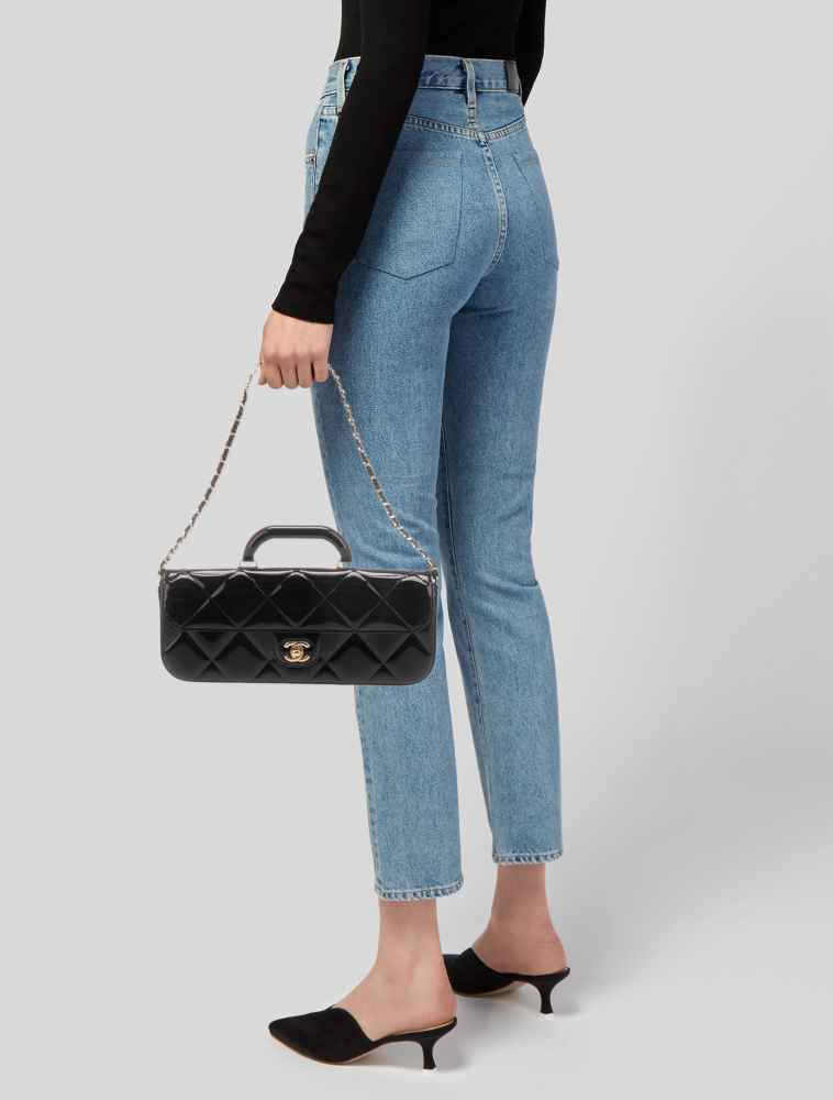 Chanel Silhouette Black East West Jumbo Top HandBag-4