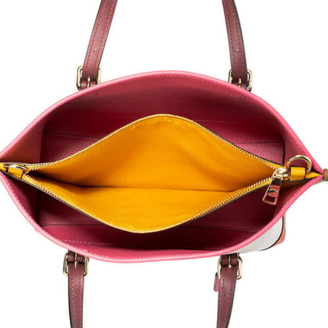 Coach Laurel White & Orange Mollie Colour Block Tote Bag-7