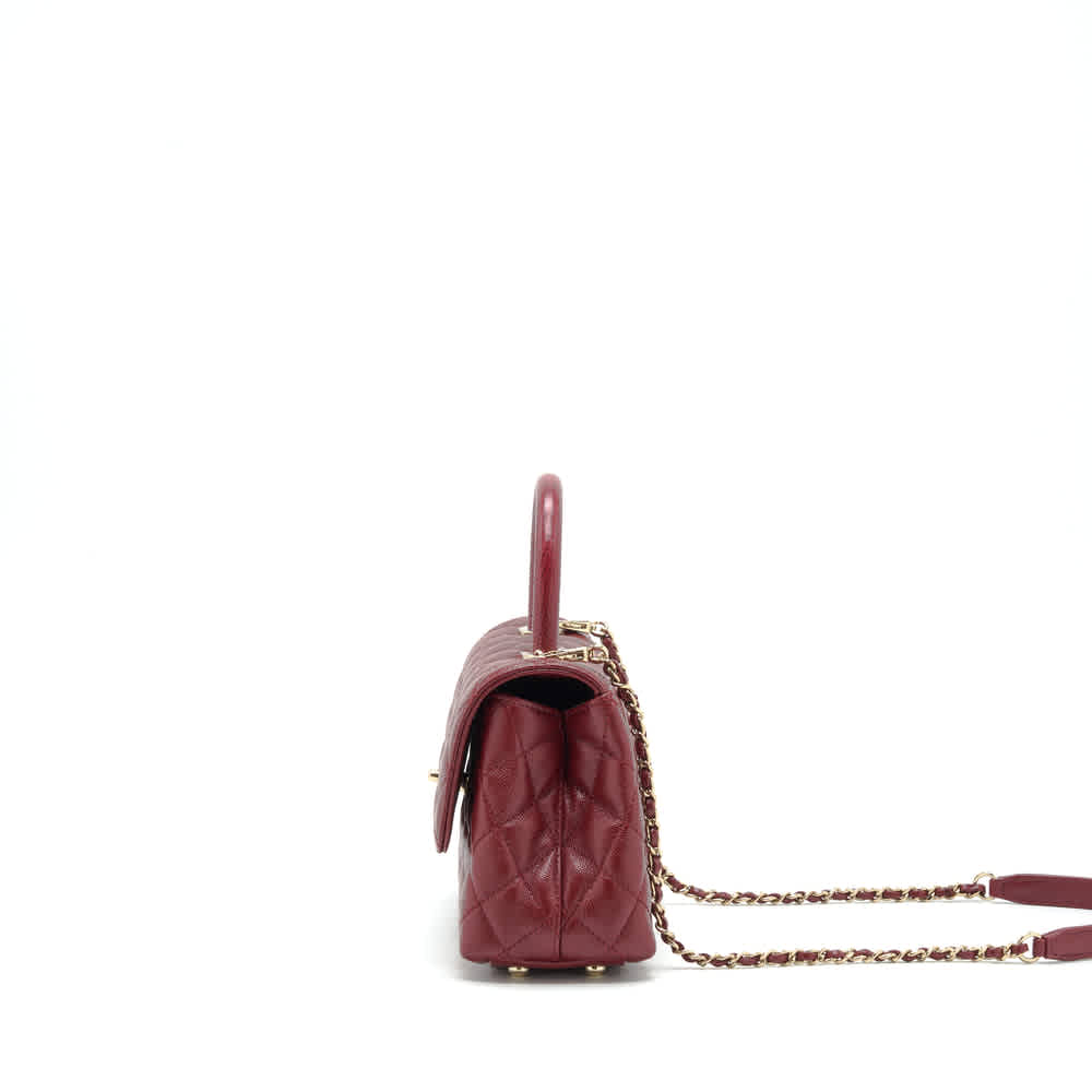 Chanel Coco Classic Wine Top Handle Suede Sling Bag-thumb-3