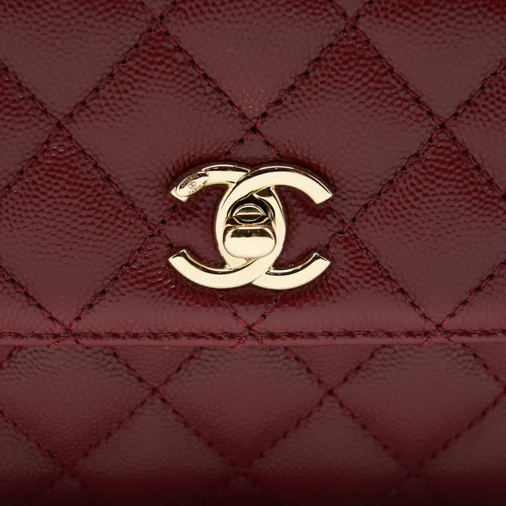 Chanel Coco Classic Wine Top Handle Suede Sling Bag-thumb-8
