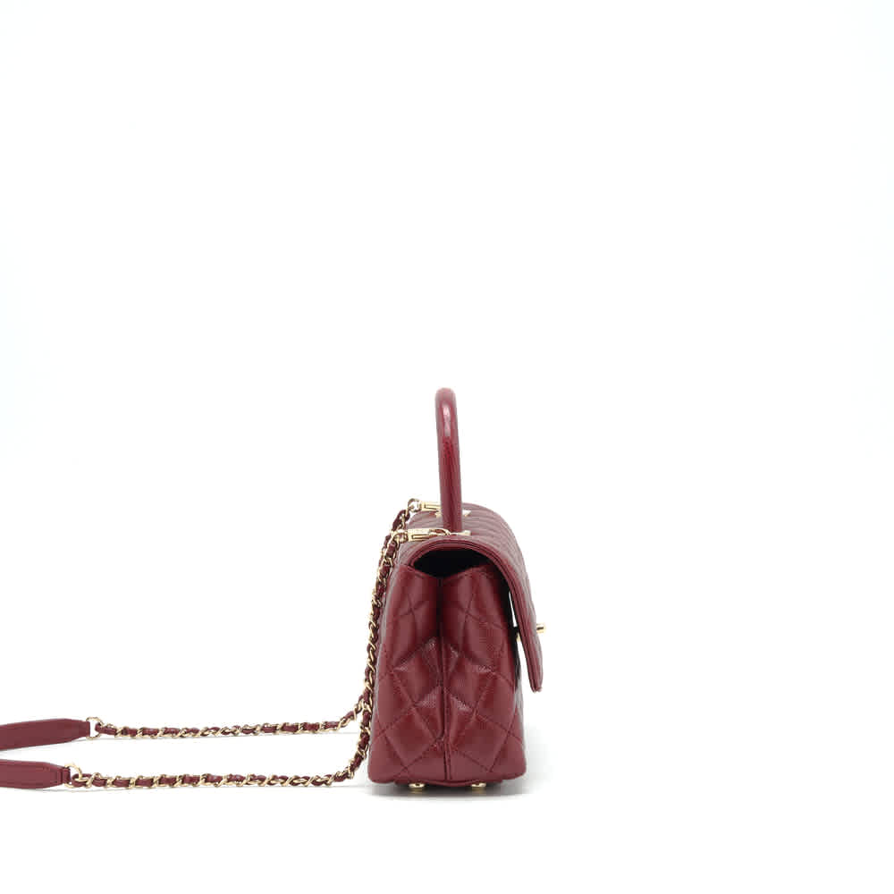 Chanel Coco Classic Wine Top Handle Suede Sling Bag-thumb-6