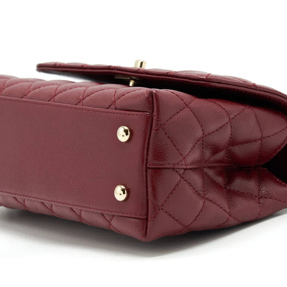 Chanel Coco Classic Wine Top Handle Suede Sling Bag-thumb-5