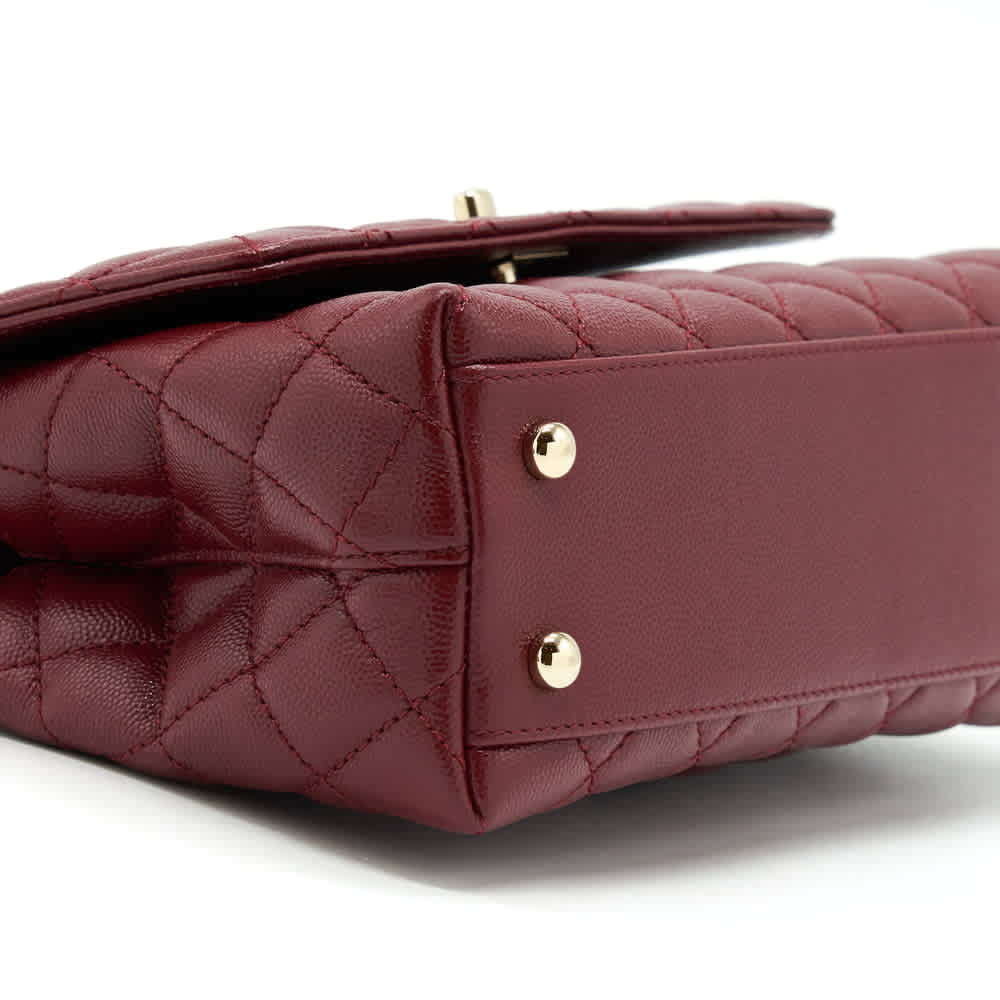 Chanel Coco Classic Wine Top Handle Suede Sling Bag-thumb-4