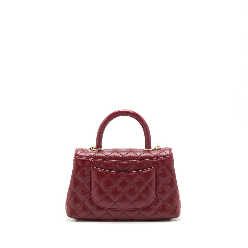 Chanel Coco Classic Wine Top Handle Suede Sling Bag-thumb-1