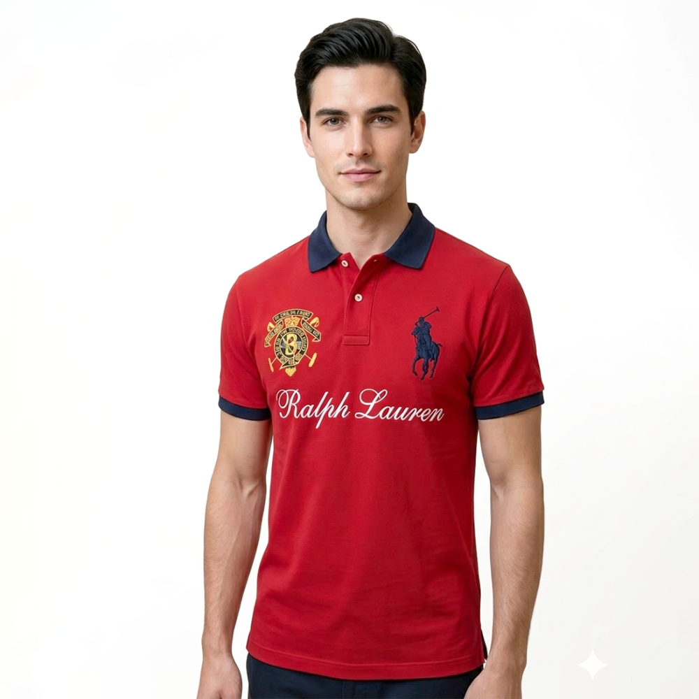 Ralph Lauren Red Premium Collar T-shirt-thumb-0