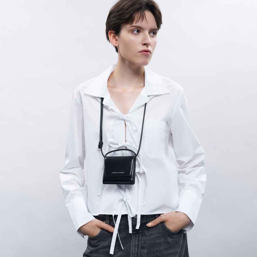 Charles & Keith Irie Black Wallet Cum Nano Sling Bag-thumb-1