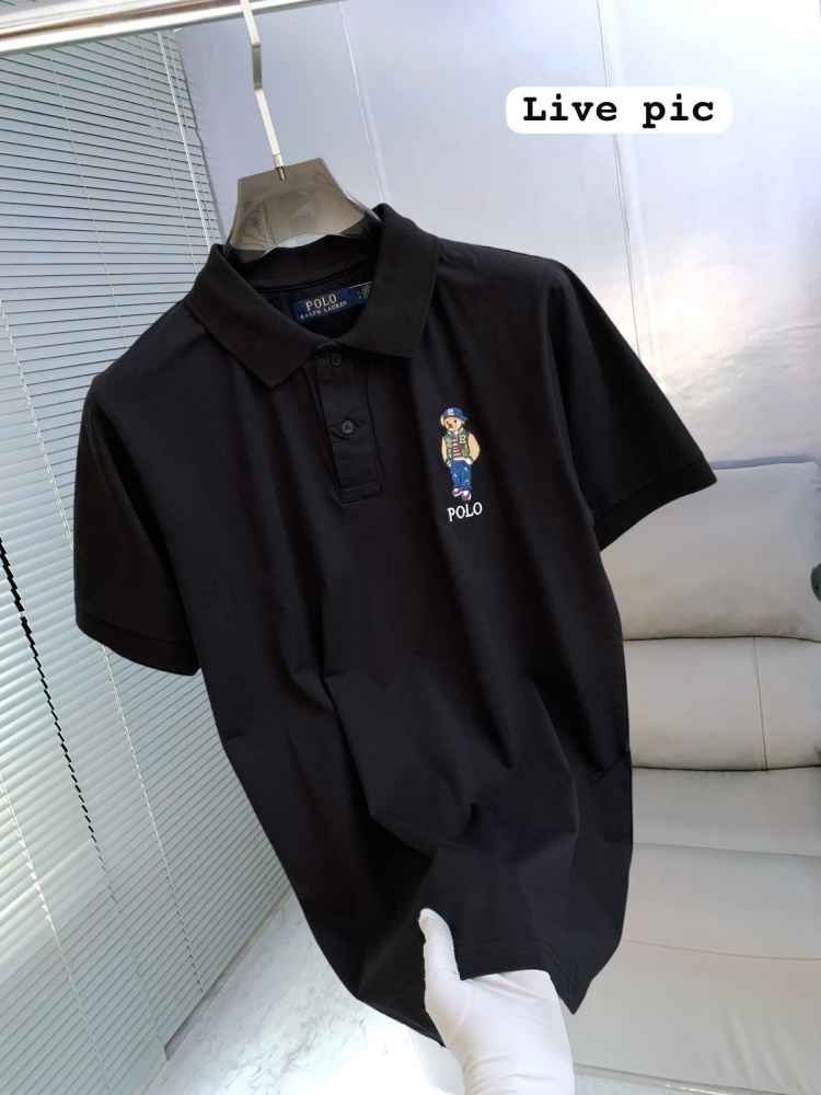 Ralph Lauren Black Premium Collar T-shirt-thumb-1