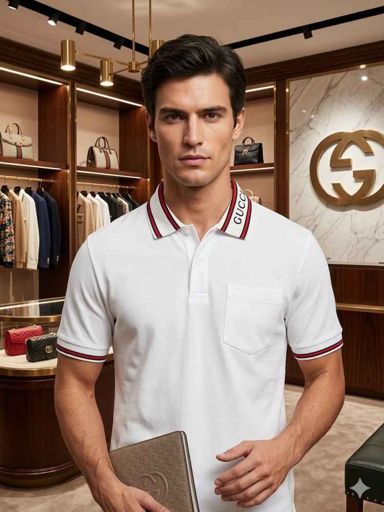 Gucci White Premium Quality Polo T-shirt-thumb-0