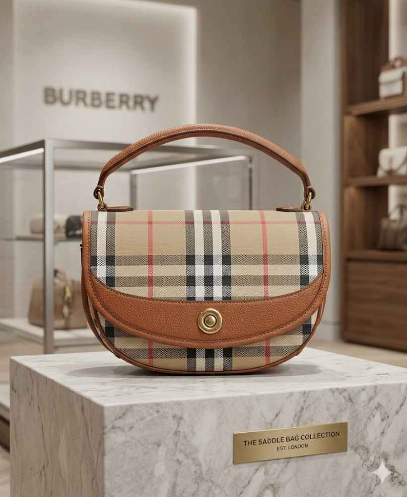 Burberry Highlands Vintage Check Brown Handbag-thumb-0