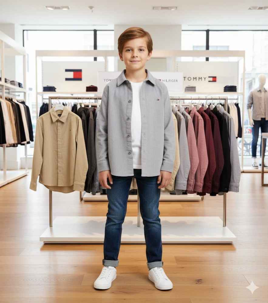 Tommy Hilfiger Grey Premium Kids Shirt-thumb-0