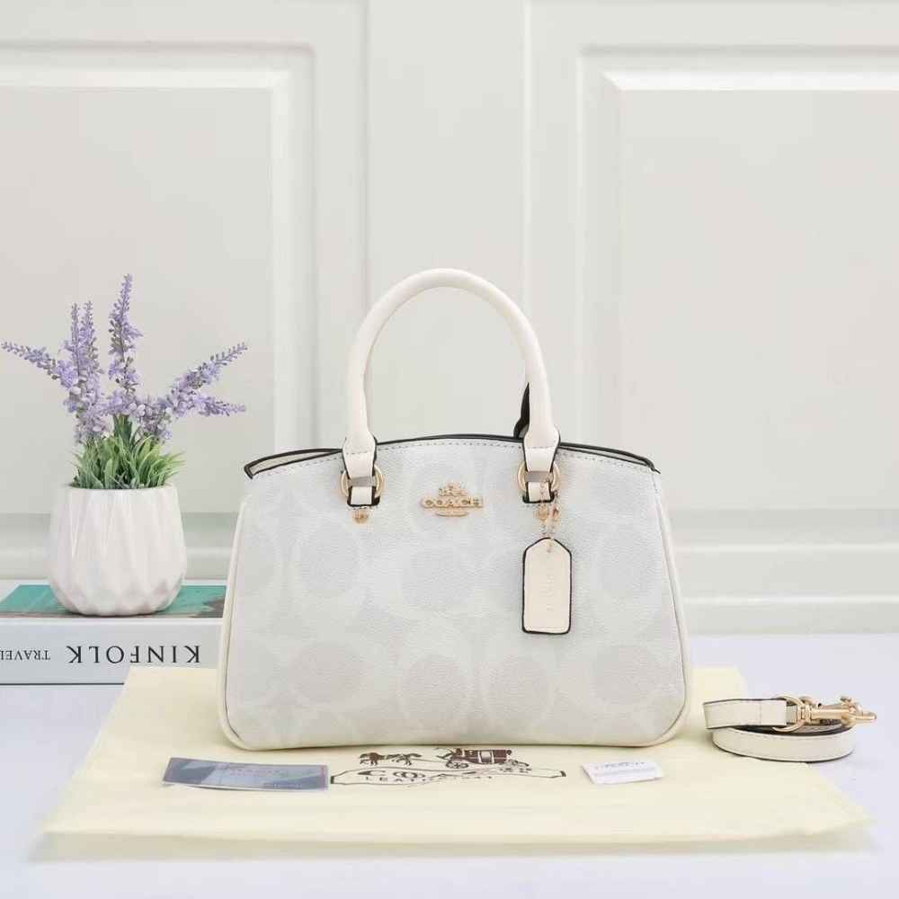 Coach C Logo Darcie White HandBag-thumb-0