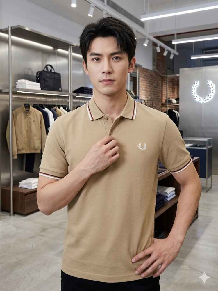 Fred Perry Embroidered logo Brown Premium T-shirt-thumb-0