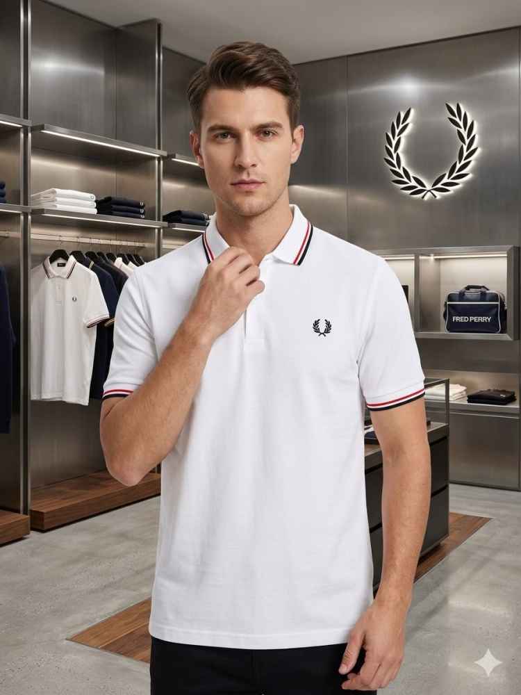 Fred Perry Embroidered logo White Premium T-shirt-thumb-0