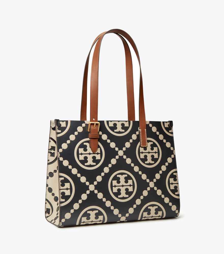 Tory Burch Monogram Black Contrast Embossed Tote Bag-3