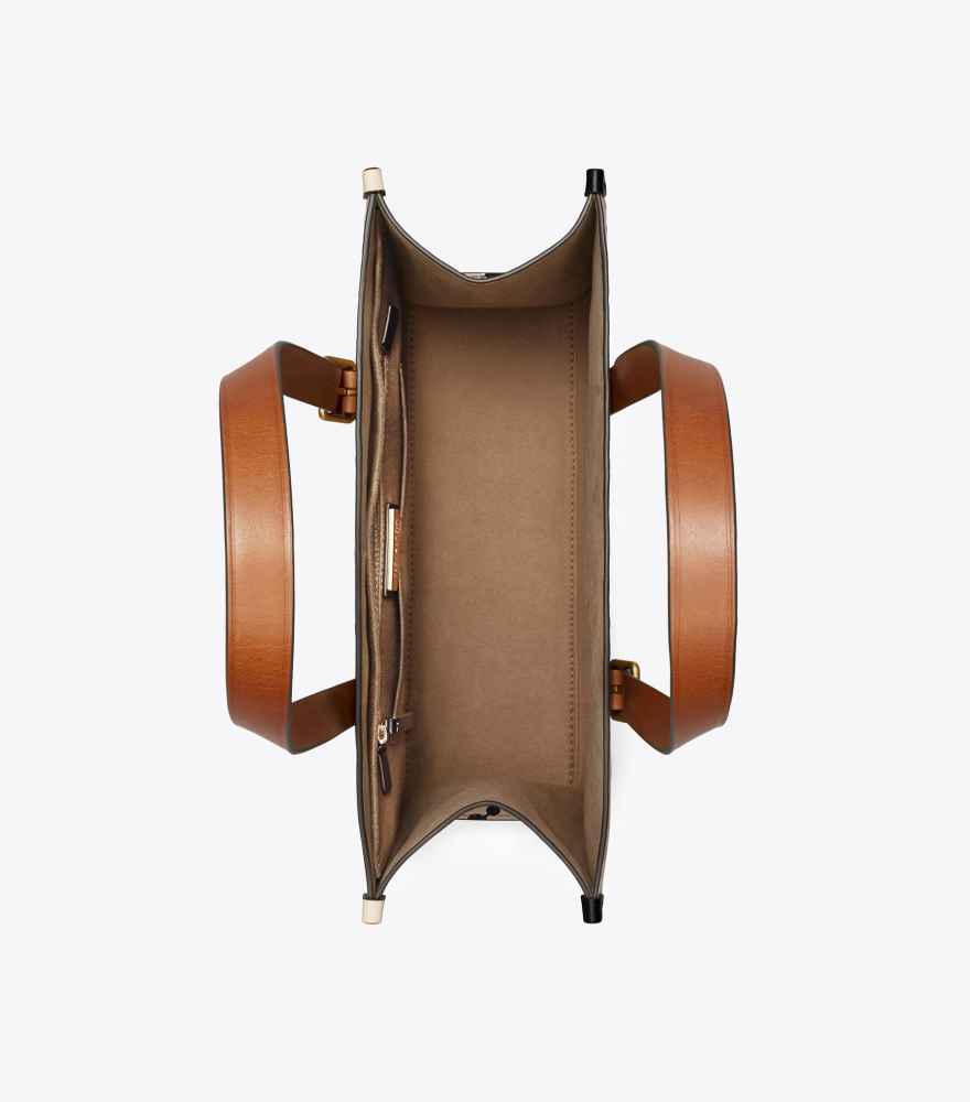 Tory Burch Monogram Black Contrast Embossed Tote Bag-2