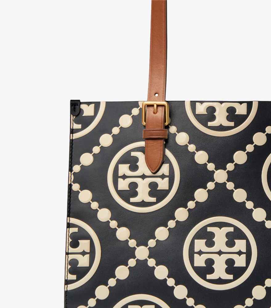 Tory Burch Monogram Black Contrast Embossed Tote Bag-4