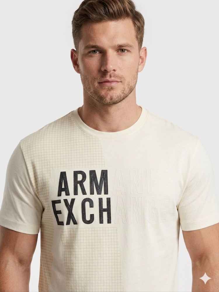 Armani Exchange Cream Premium Quality T-Shirt-2