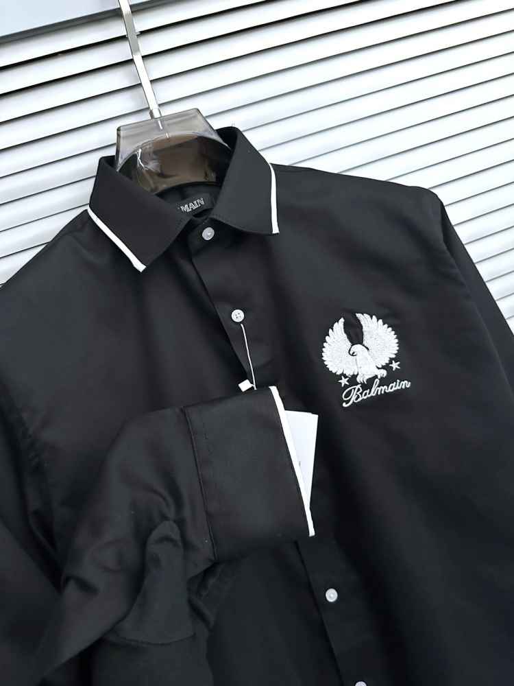 Balmain Embroidered Black Premium Cotton Shirt-1