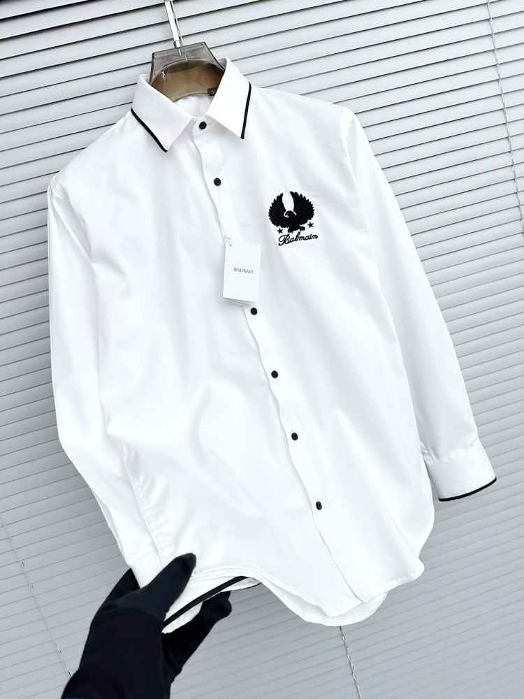 Balmain Embroidered White Premium Cotton Shirt-thumb-1