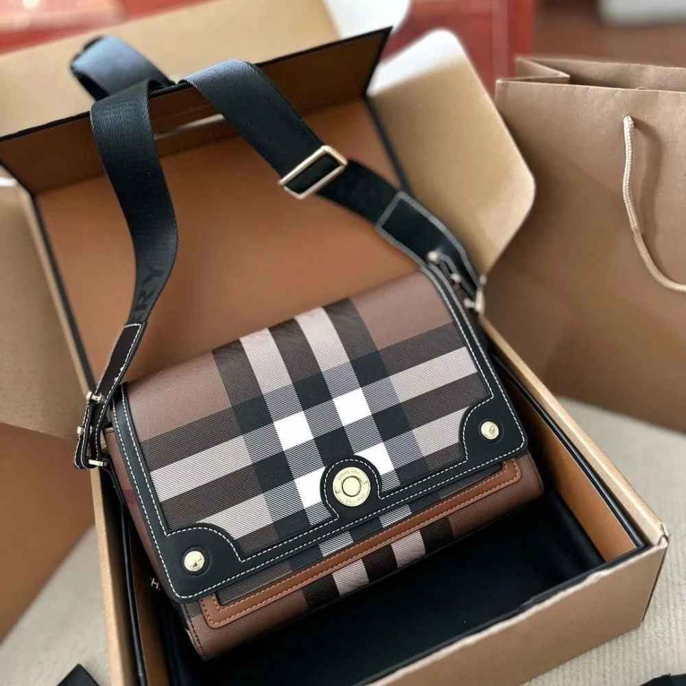 Burberry Vintage Note check Brown Sling Bag-2