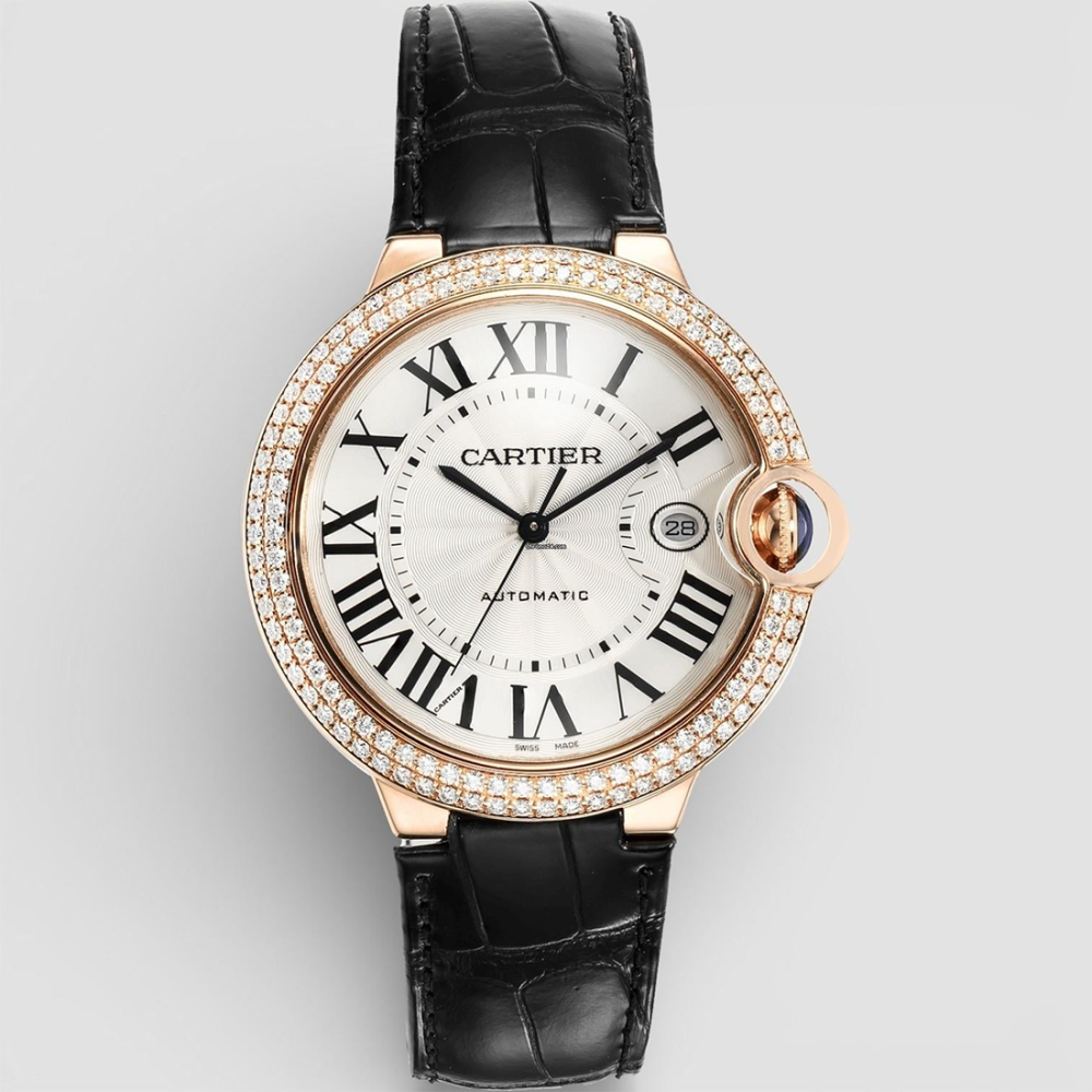 Cartier Ballon Bleu de White Dail Black Strap Watch WJBB0031-thumb-4