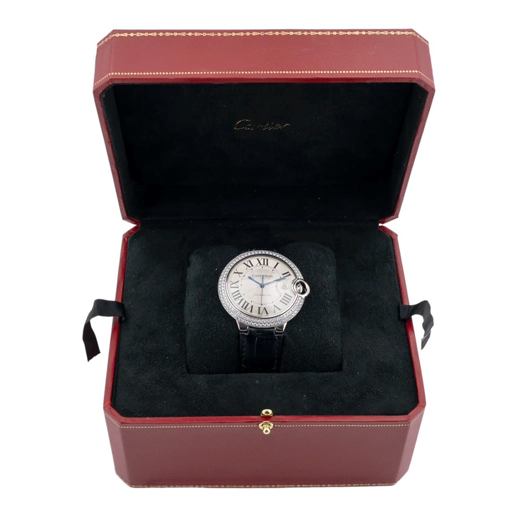 Cartier Ballon Bleu de White Gold with Diamond-set Bezel Watch W69016Z4-5