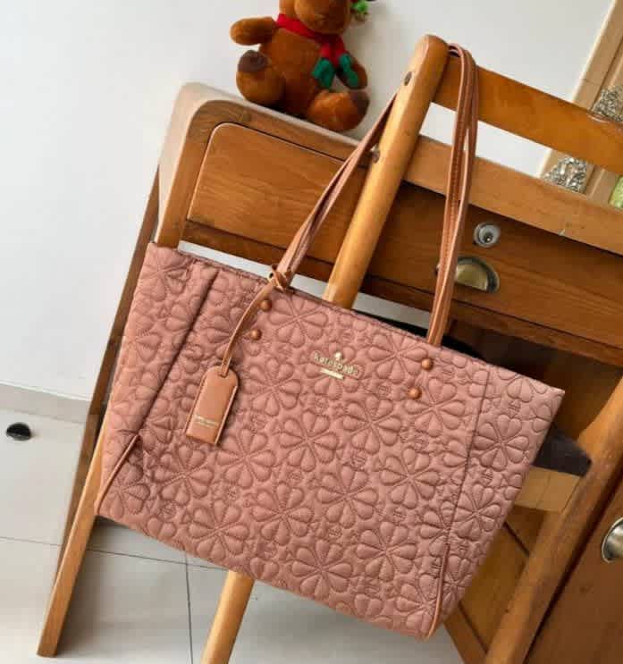 Kate Spade Tilly Quilted Peach Tote Bag-thumb-0