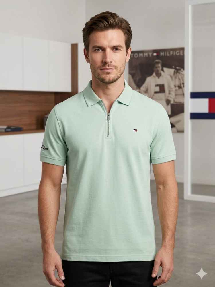 Tommy Hilfiger Light Green Premium Quality Tees-thumb-0