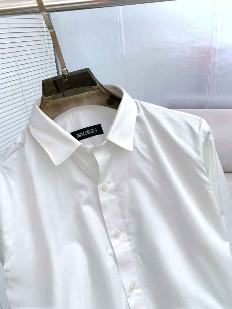 Balmain Embroidered White Premium Cotton Shirt-thumb-1