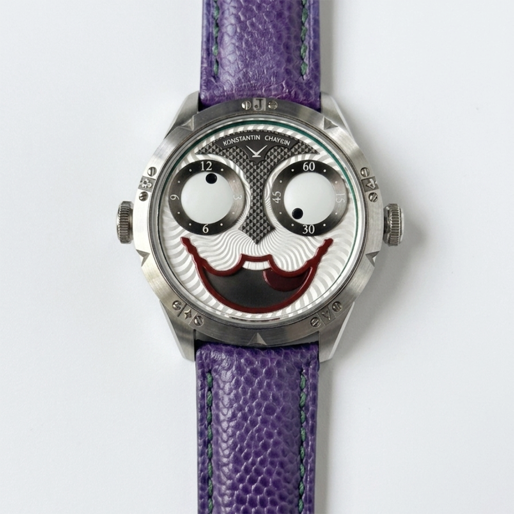 Konstantin Chaykin Joker - Steel - Moonphase "Wristmon" - Purple Leather Strap Watch K07-0.SS01.01-thumb-1