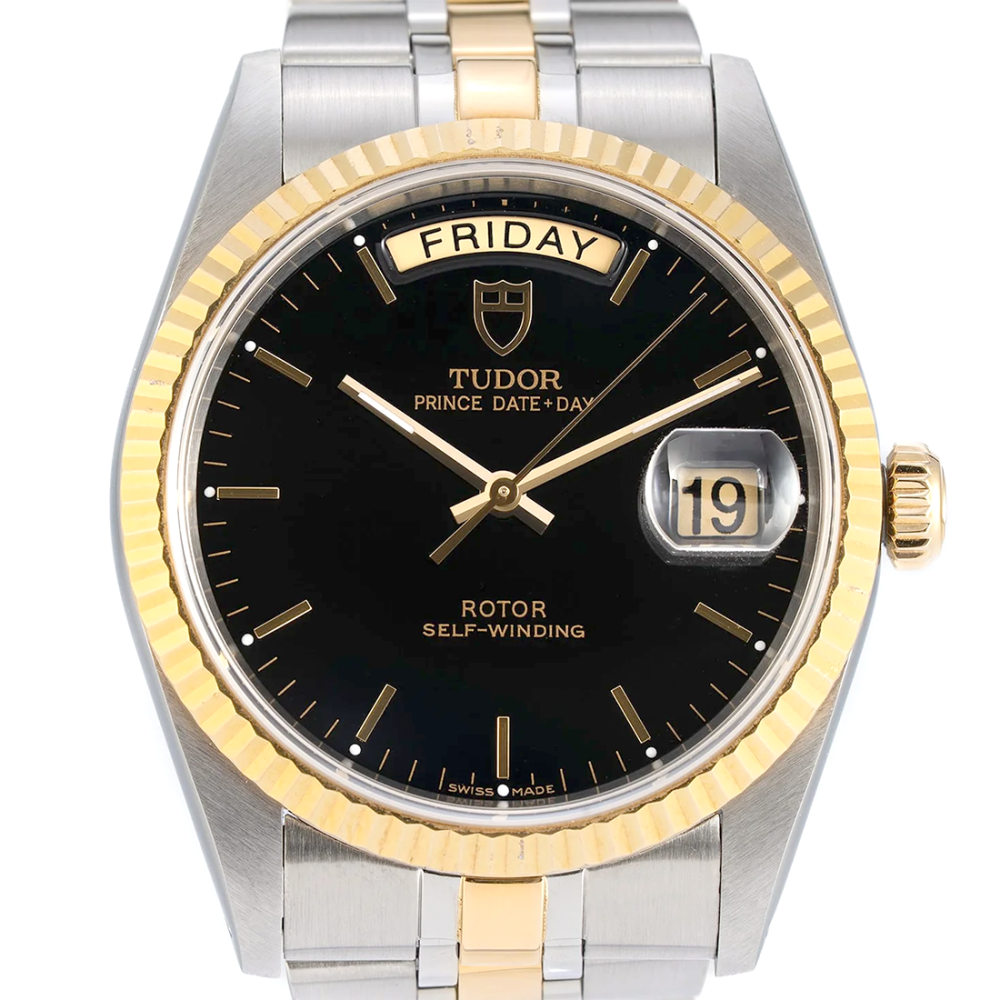Tudor Prince Date+Day 76213 18k Gold Fluted Bezel Watch-6