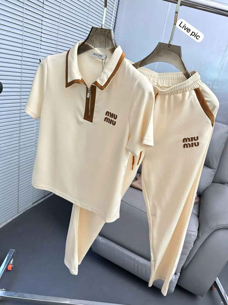 Miu Miu Cream Premium Cotton Co-ord Set-1