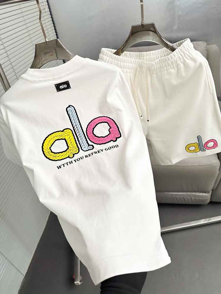 Alo White Premium Quality Shirt & Shorts Combo-3