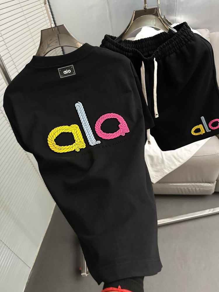 Alo Black Premium Quality Shirt & Shorts Combo-1