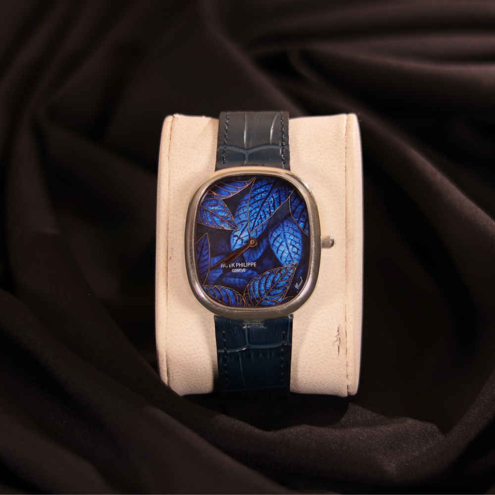 Patek Philippe Golden Ellipse "Blue Leaves" White Gold With Blue Dial Mens Watch 5738-150G-001-3