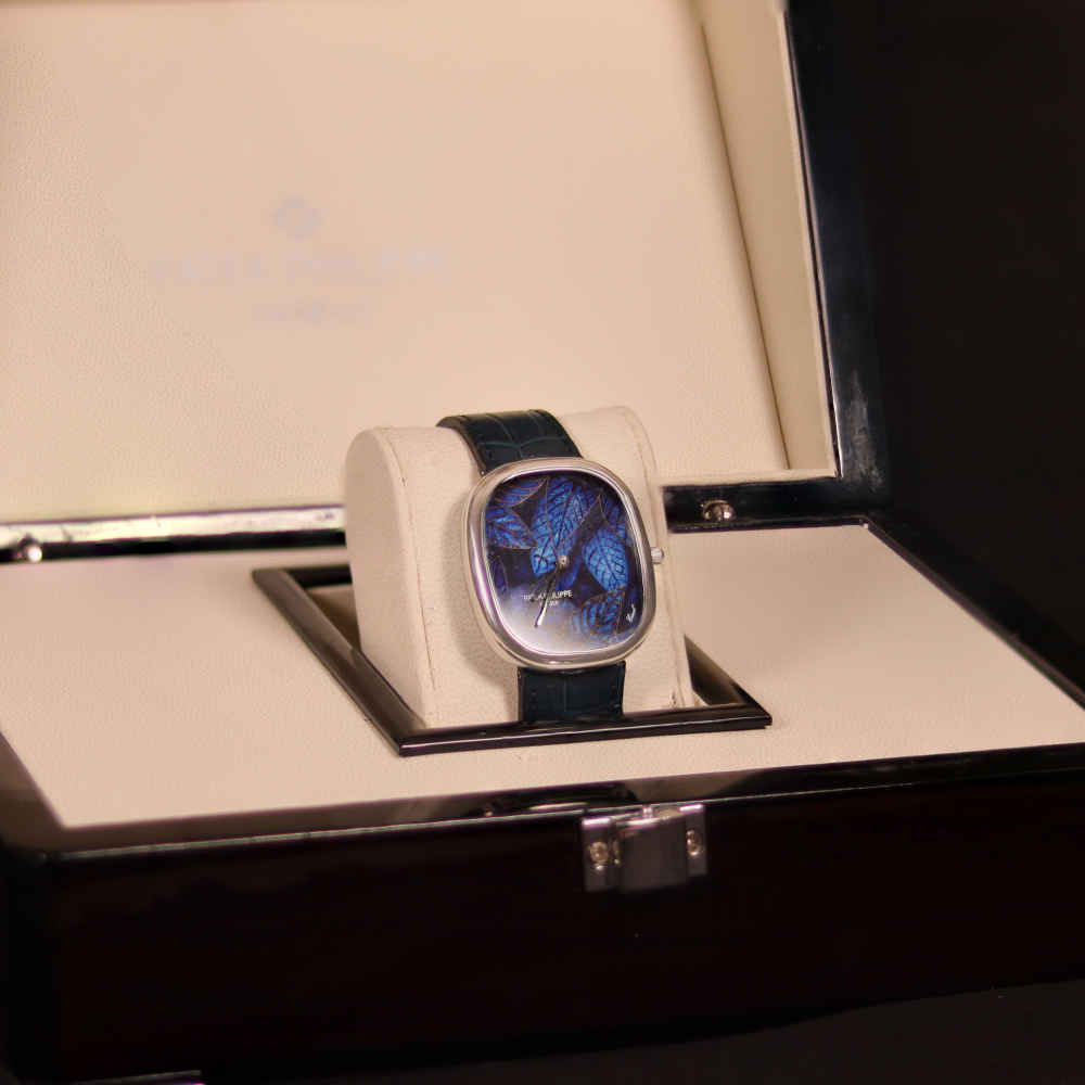 Patek Philippe Golden Ellipse "Blue Leaves" White Gold With Blue Dial Mens Watch 5738-150G-001-2