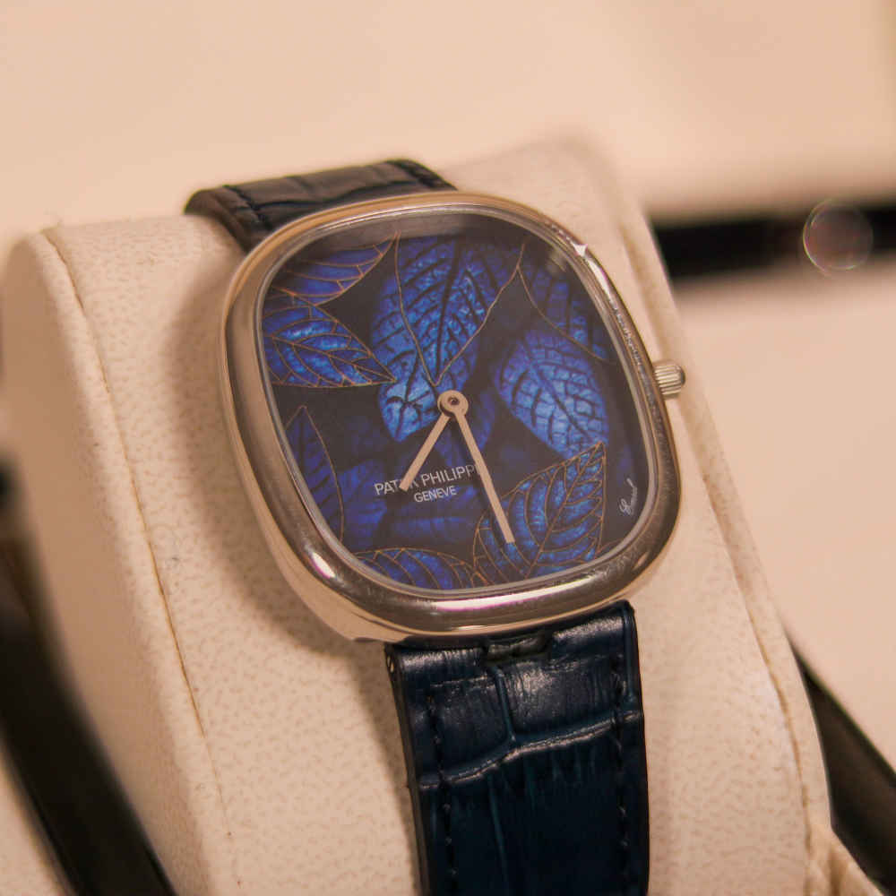 Patek Philippe Golden Ellipse "Blue Leaves" White Gold With Blue Dial Mens Watch 5738-150G-001-5