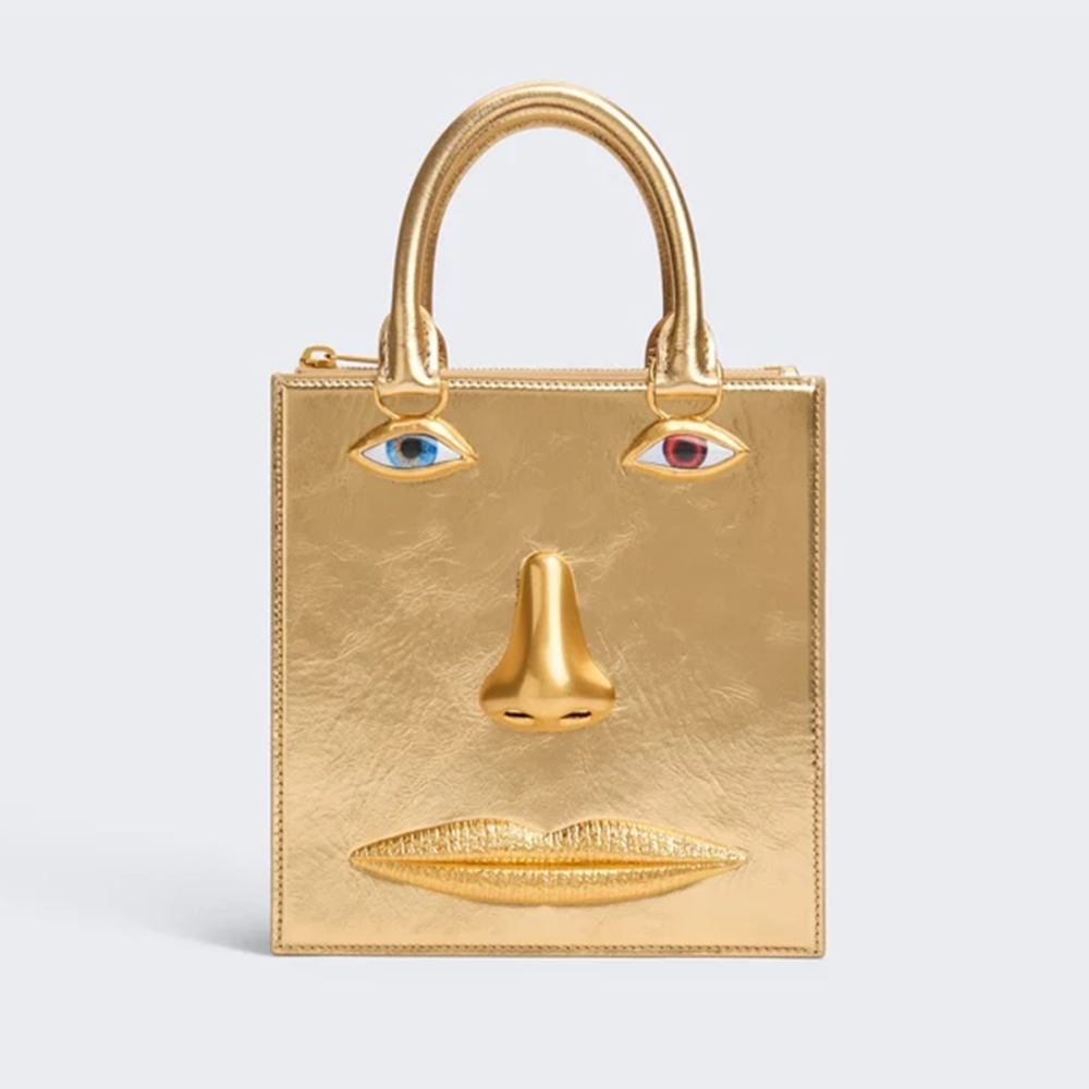 Schiaparelli Anatomy Face Golden Mini Top Handbag-thumb-0