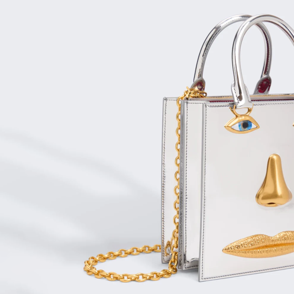 Schiaparelli Anatomy Face Silver Mini Top Handbag-thumb-2