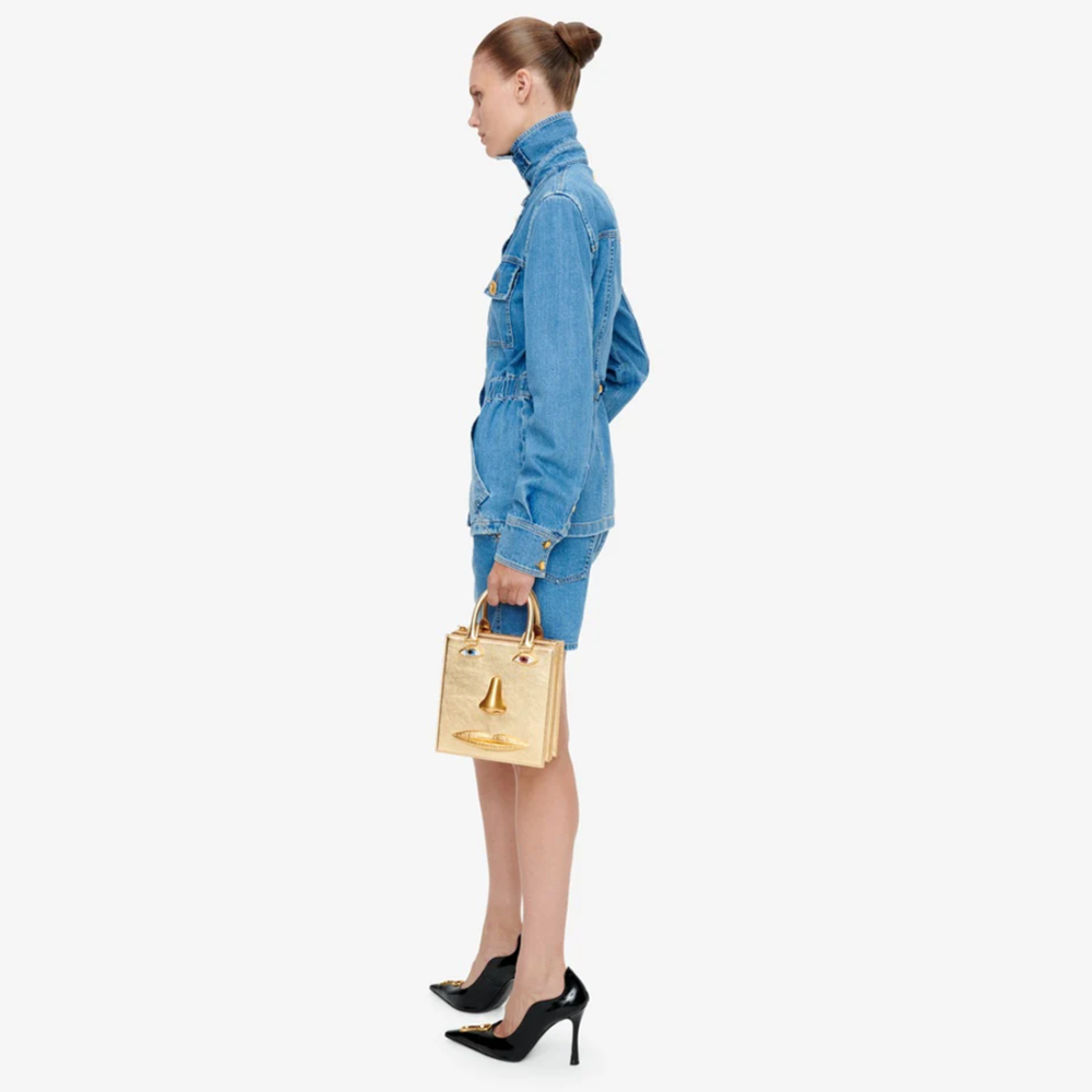 Schiaparelli Anatomy Face Golden Mini Top Handbag-thumb-4