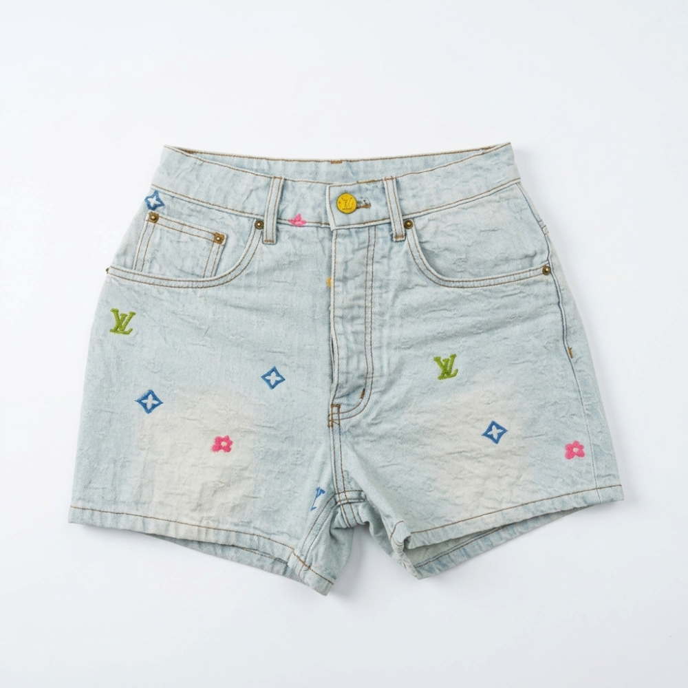 Louis Vuitton x Tyler Embroidered Monogram Denim Shorts-thumb-0